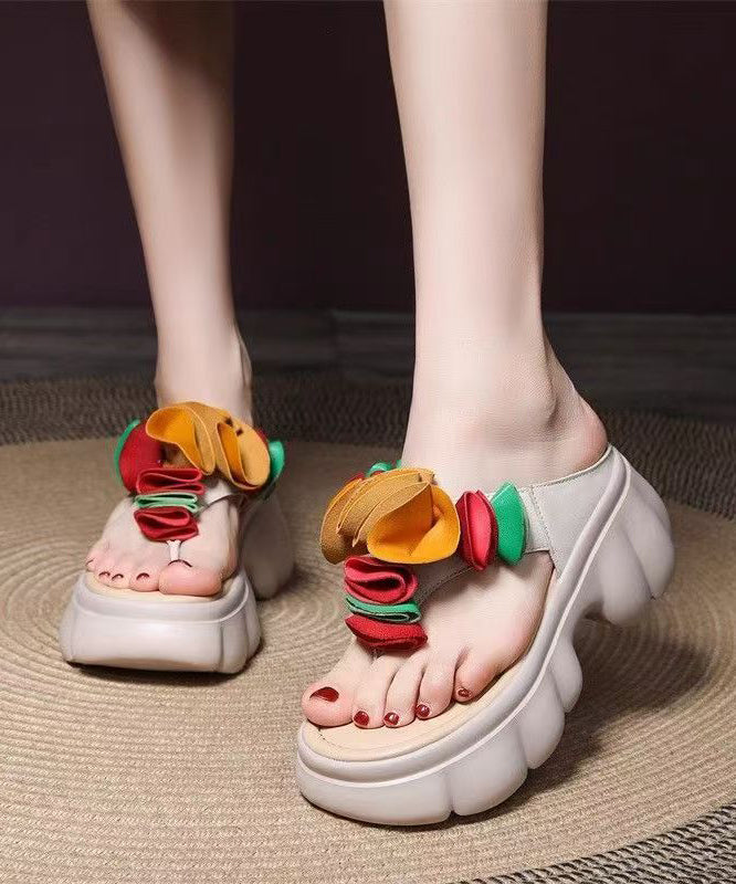 Comfortable Splicing Platform Flip Flops Black Faux Leather