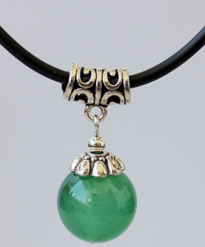 Green Alloy Inlaid Agate Pendant Necklace