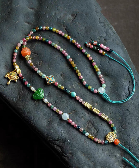 Rainbow Beading Sweater Tassel Gratuated Bead Necklace