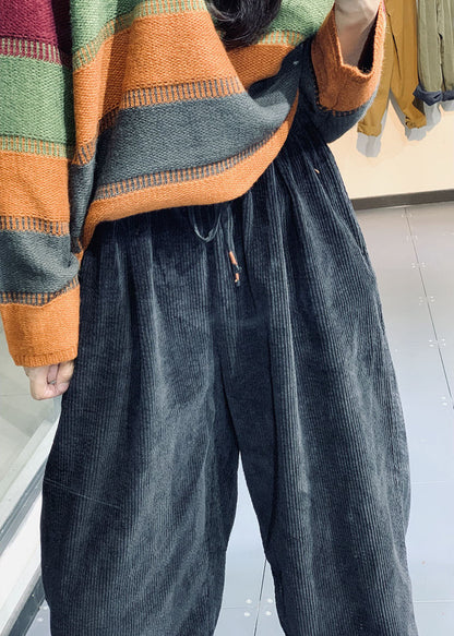 Organic Black Retro Corduroy Lantern Fall Pants