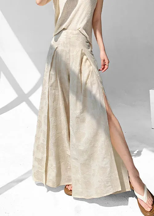 Apricot Zippered Side Open Cotton Pants Skirt Summer
