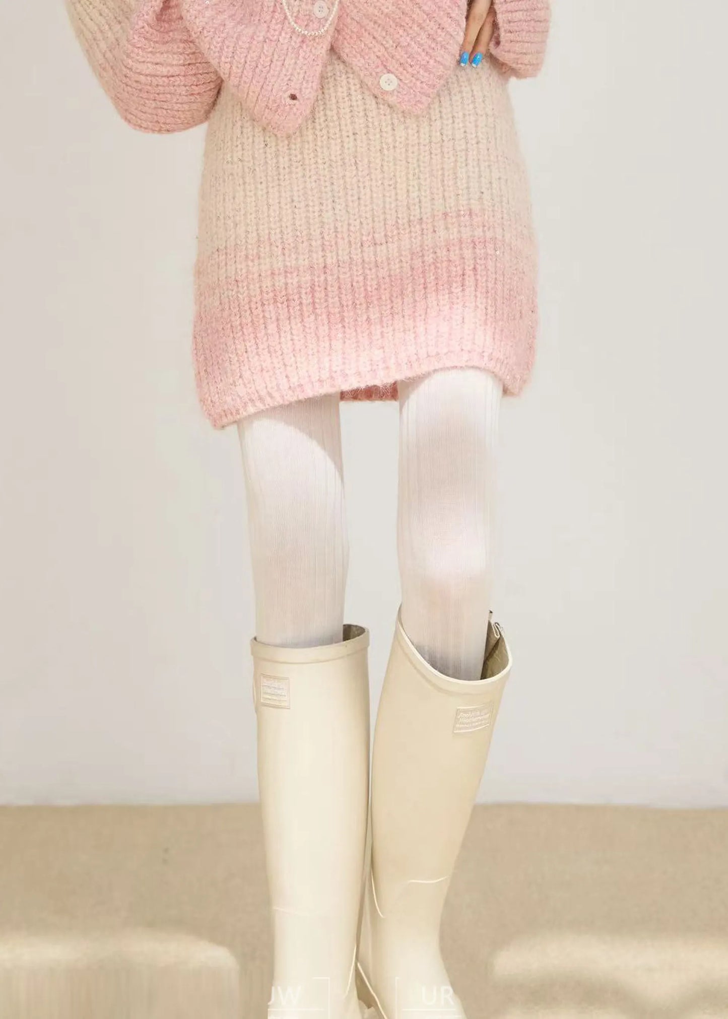 Pink Oversized Warm Knit Two Pieces Set Winter