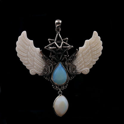 Enchanted Crystal Angel Wing Merkaba Pendant