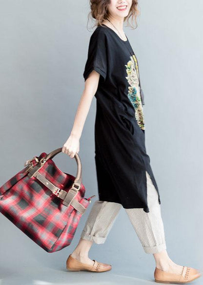 Fine Gray Side Open Letter O Neck Holiday Cotton Dress