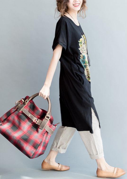 Fine Gray Side Open Letter O Neck Holiday Cotton Dress