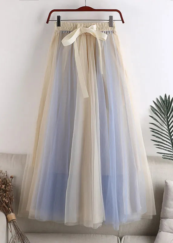 Boutique Pink Black Colour Bow Patchwork Elastic Waist Tulle a Line Skirt Summer
