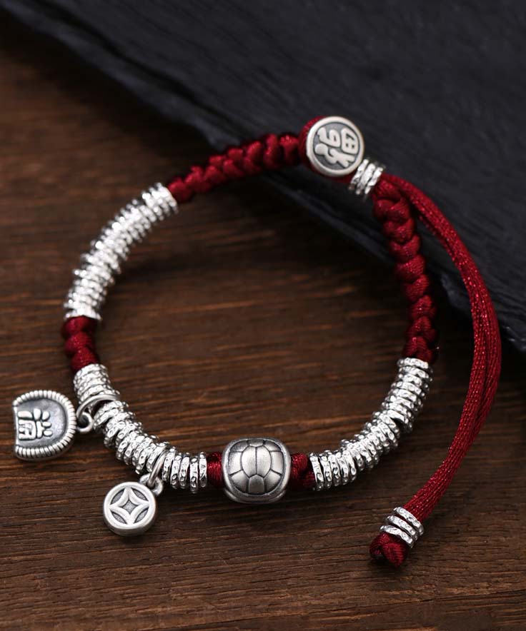 Red 999 Sterling Silver Zodiac Year Charm Bracelet