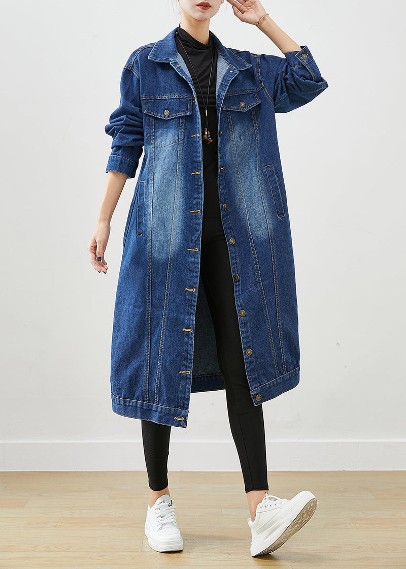 Blue Oversized Button Down Denim Trench Fall