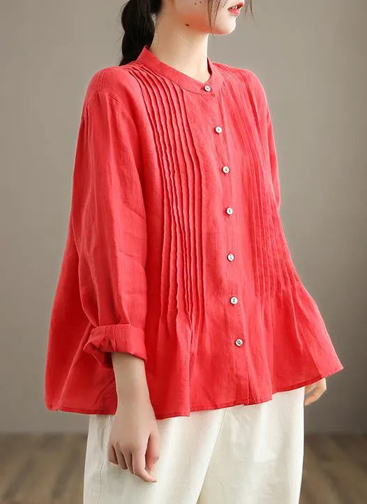 Organic Blue Spring Linen Shirt Tunics Cotton Blouse