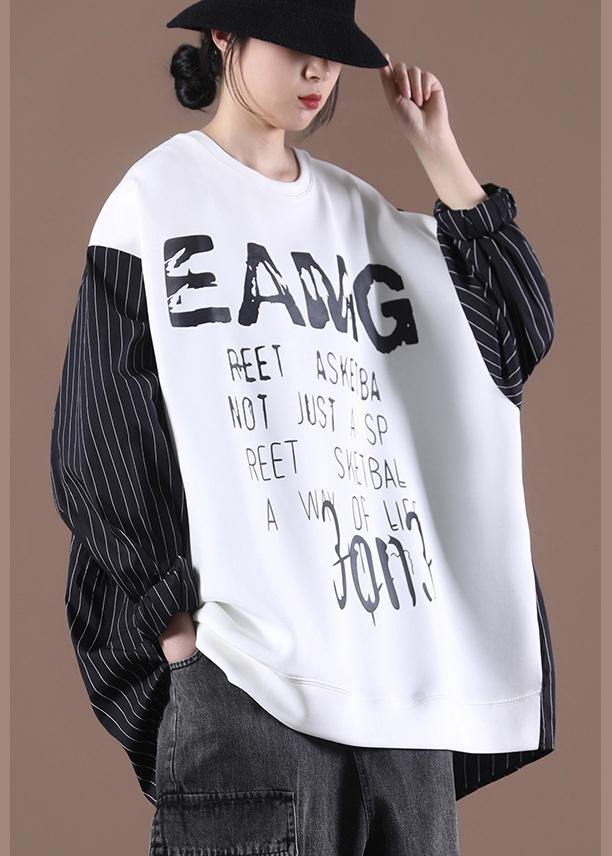 White Patchwork Autumn Tops