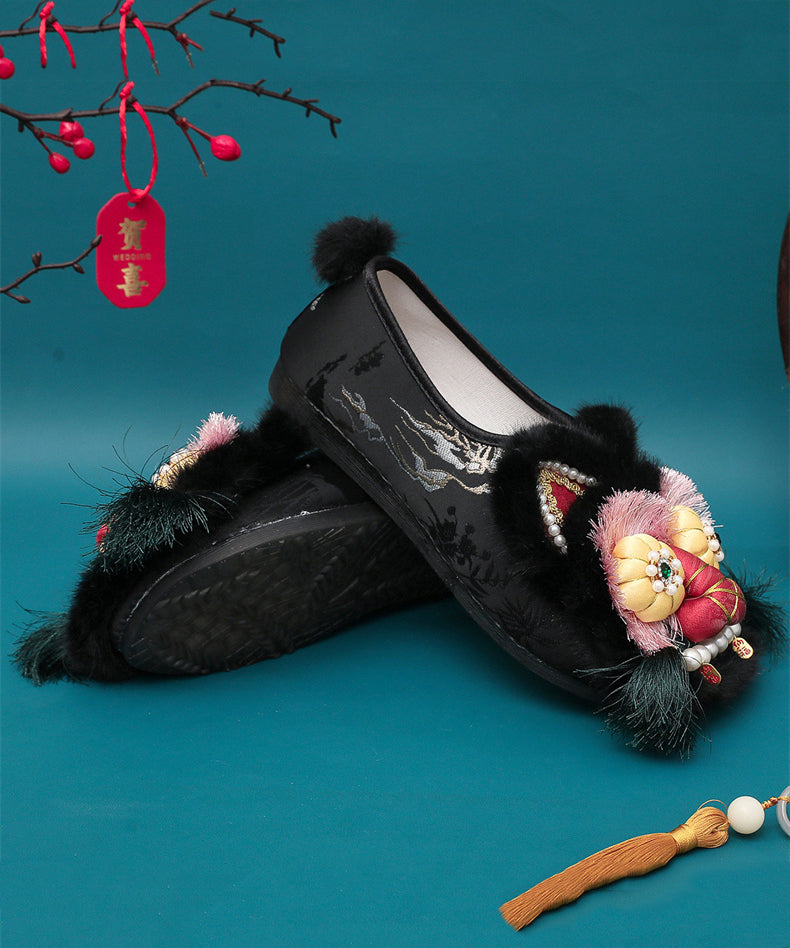 Style Splicing Tiger Head Shoes Embroidered Soft Sole