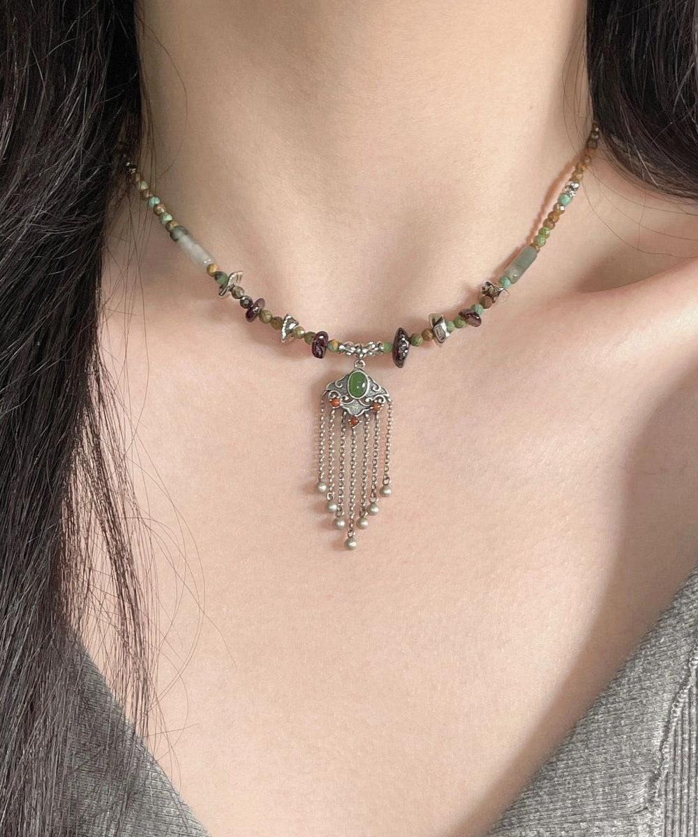 Retro Style Clavicle Chain Patchwork Ruyi Tassel