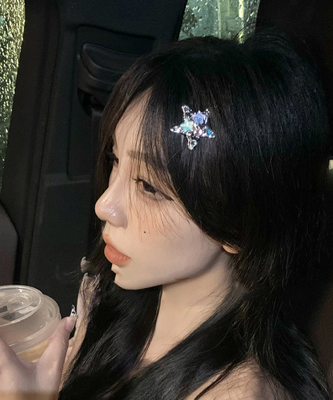 Rainbow Metal Alloy Crystal Star a Pair Hairpin