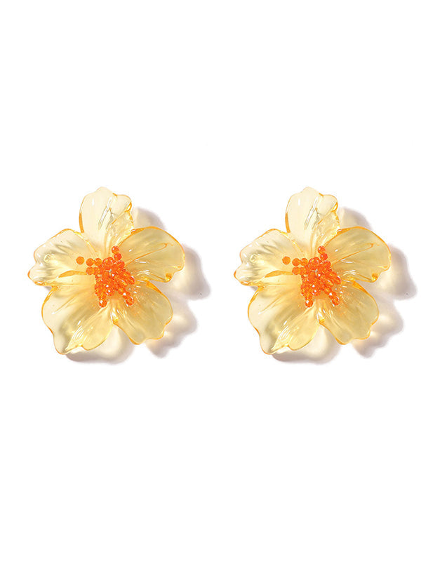 Flower Shape Slightly Sheer Earrings Accessories
