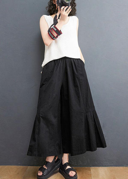 Army Green Elastic Waist Wide Leg Pants Trousers Summer Cotton