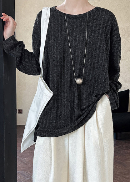 Navy O-neck Top Long Sleeve