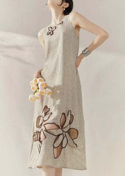 New Khaki Hollow Out Maxi Dresses Short Sleeve