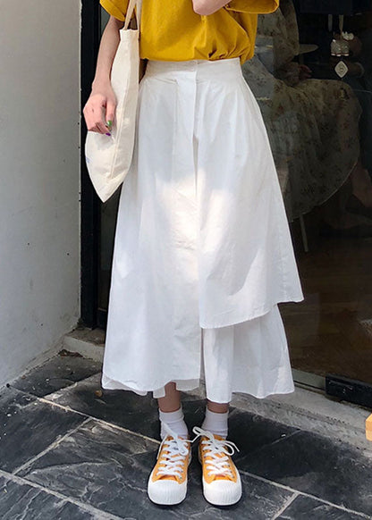 White Asymmetrical High Waist a Lline Skirts Spring