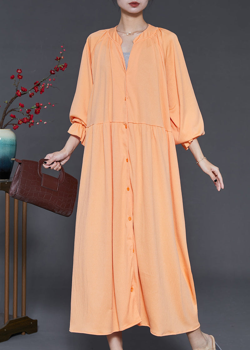 Orange Oversized Chiffon Holiday Dresses Lantern Sleeve