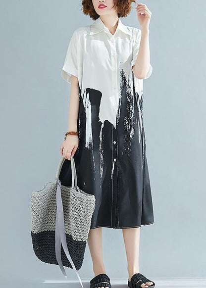 Modern Lapel Cotton Clothes for Work Outfits Green Texture Dress