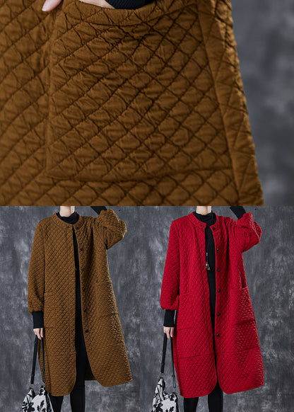 Coffee Cotton Coat Outwear Oversized Pockets Spring