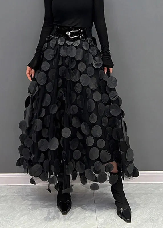 Light Green Dot Patchwork Tulle Skirt Fall
