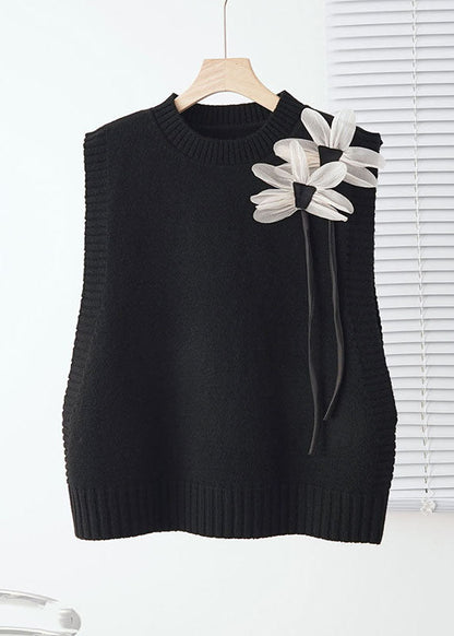 Loose Grey O-neck Knit Waistcoat Sleeveless