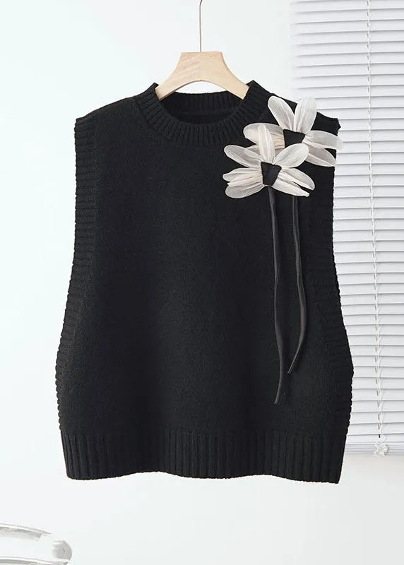 Loose Grey O-neck Knit Waistcoat Sleeveless