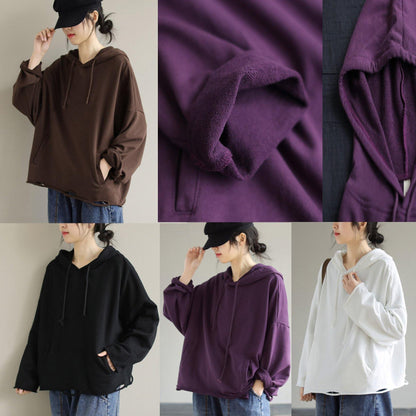 Art Hooded Hole Spring Top Neckline White Blouse