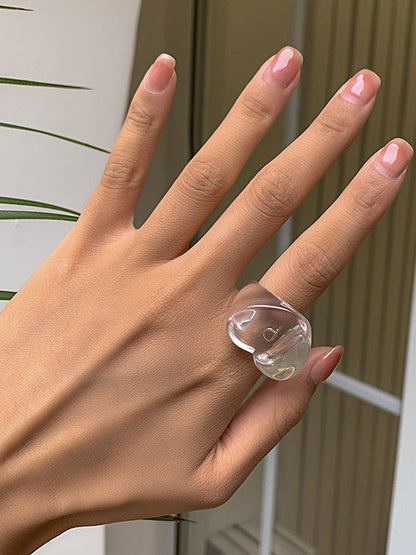 Geometric Heart Shape Color Rings Accessories