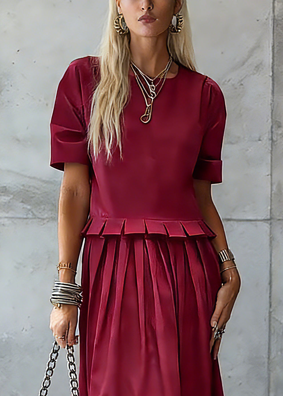 Stylish Red Ruffled Maxi Dress Summer