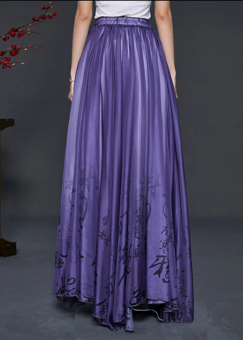 Purple Print Chiffon Dance Skirts Exra Large Hem Summer