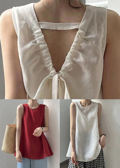 White Cozy Cotton Top O Neck Summer