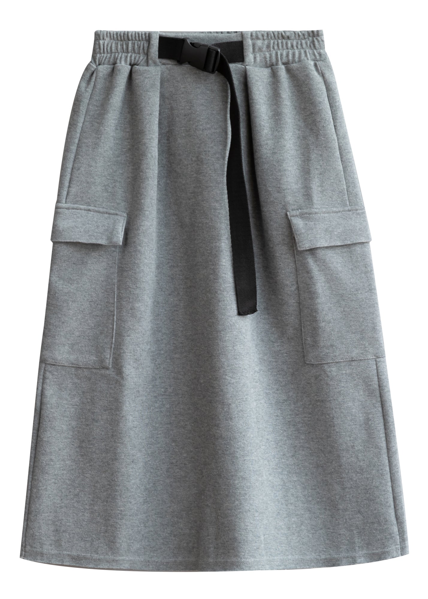 Unique Grey High Waist Pockets Skirts Spring