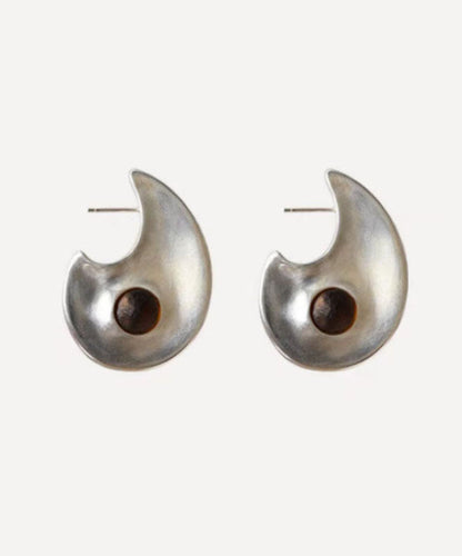 Fine Silk Copper Glass Crescent Moon Hoop Earrings