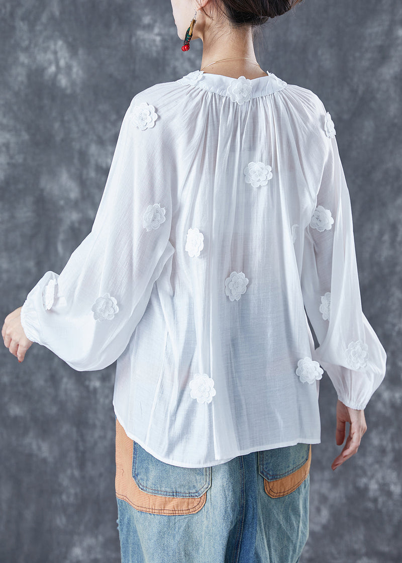 Diy White Lace Up Cotton Shirts Summer