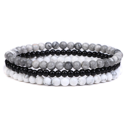 Buddha Stones 3pcs Natural Crystal Stone Inner Peace Spiritual Bracelet