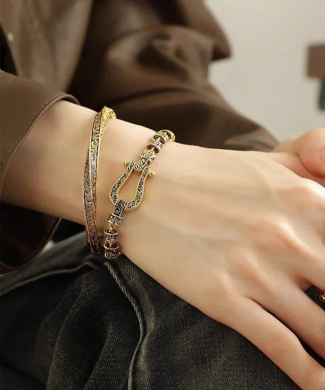 Gold Antique Gold Bangles Two Piece Set