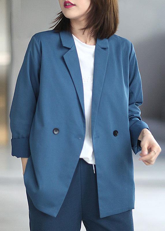 Loose Blue Peterpan Collar Button Fall Coats Long Sleeve