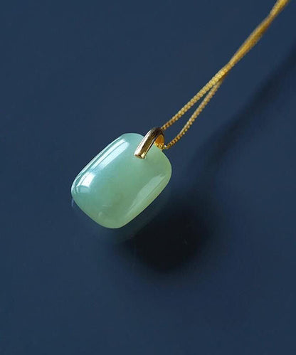 Green Sterling Silver Inlaid Jade Pendant Necklace