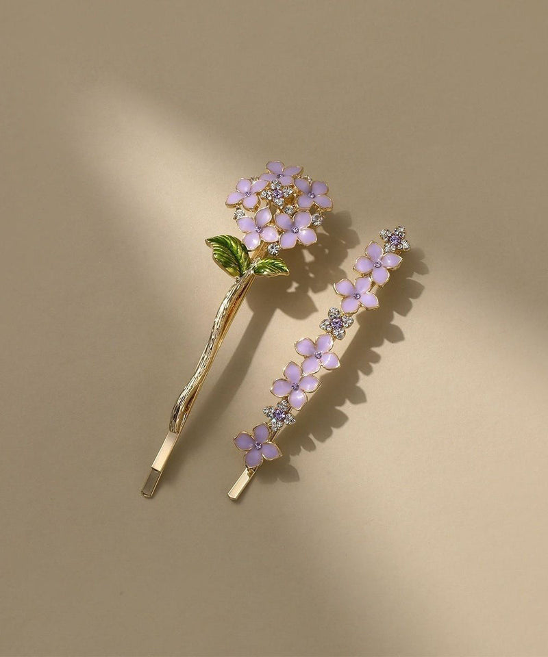 Stylish Purple Alloy Crystal Zircon Drip Glaze Hairpin