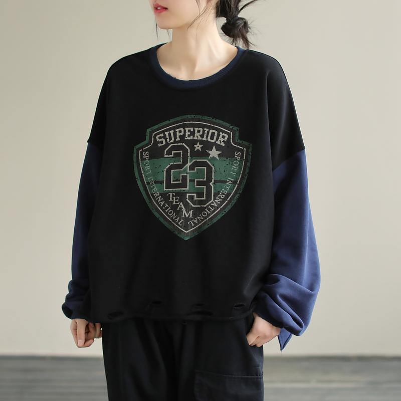 Patchwork Cotton Springtunics for Fabrics Black Alphabet Prints Top