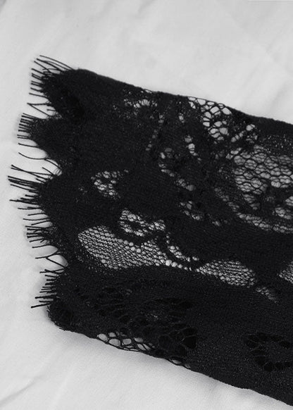 Black Zippered Tulle Summer Shirt Tops Long Sleeve