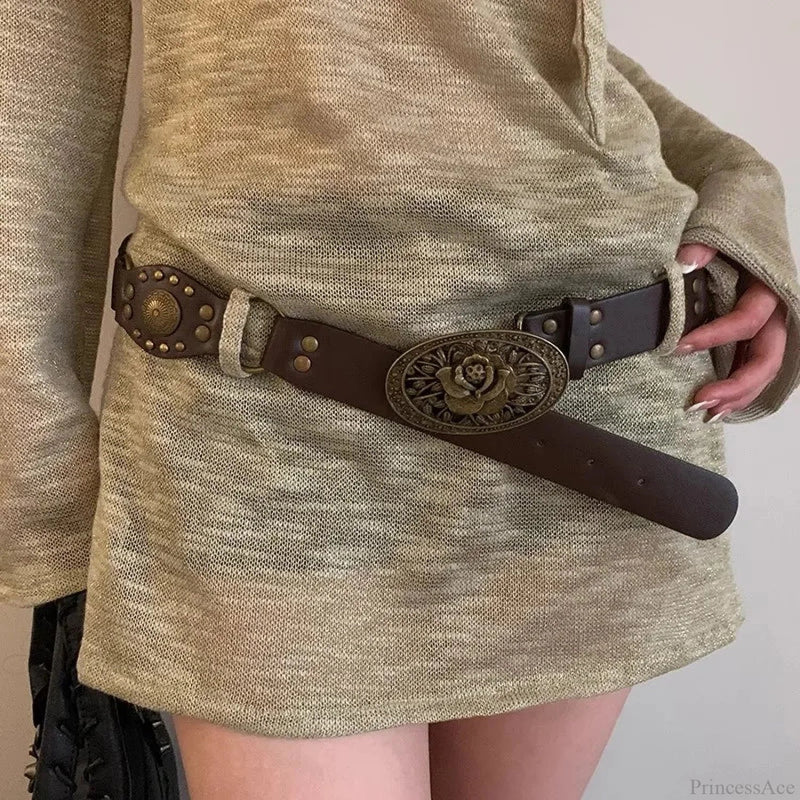 Y2k Dark Wide Brown Belt