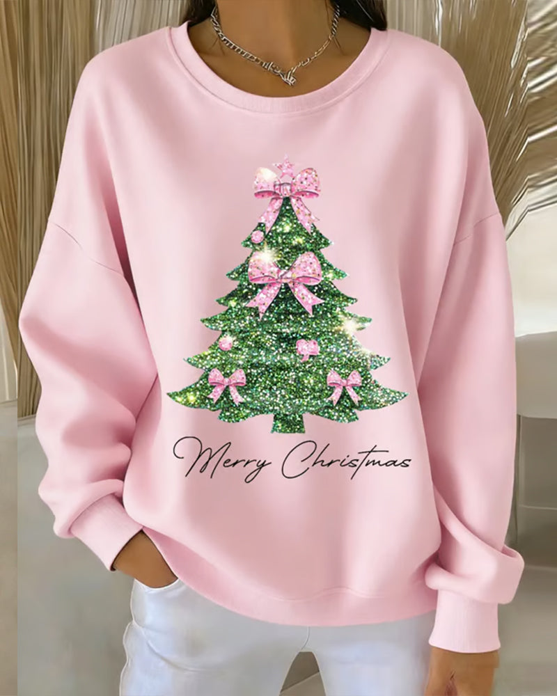 Sweatshirt with Christmas Print and Long Sleeves