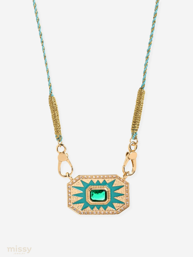 Dafne Geometric Enamel Pendant Necklace