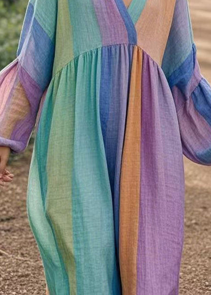 Italian Colorblock Oversized Cotton Long Dresses Spring