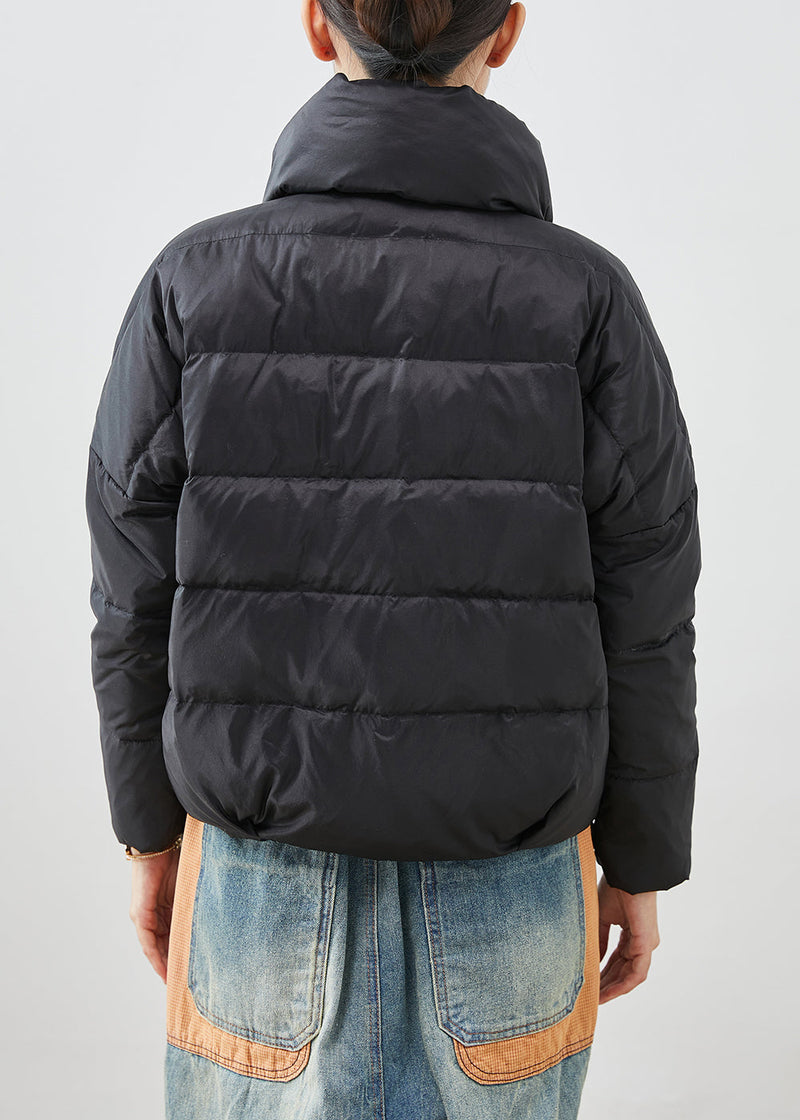 Black Oversized Pockets Duck Down Jackets Winter