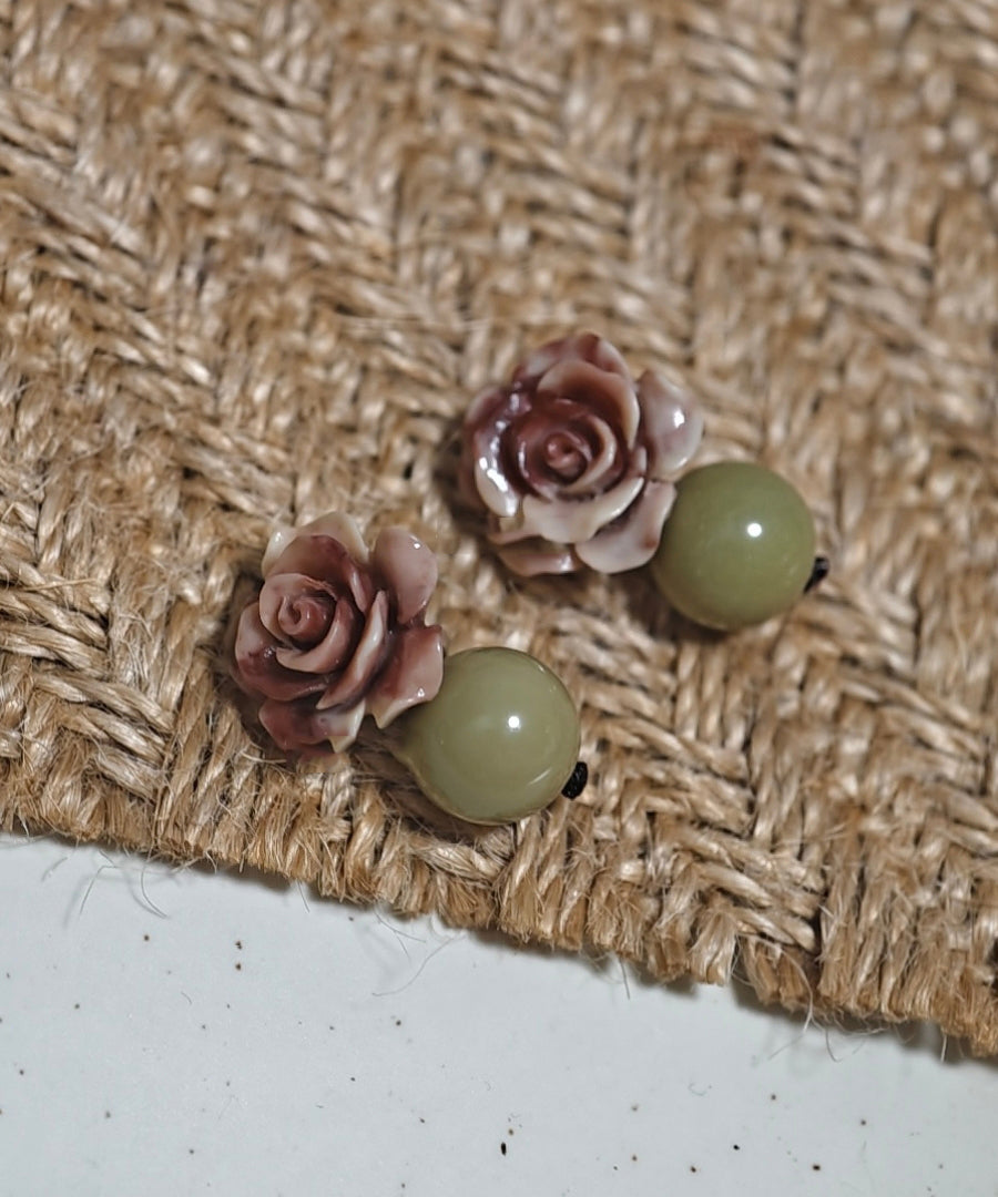 Fine Light Green Copper Alloy Tie Dye Shell Drop Earrings