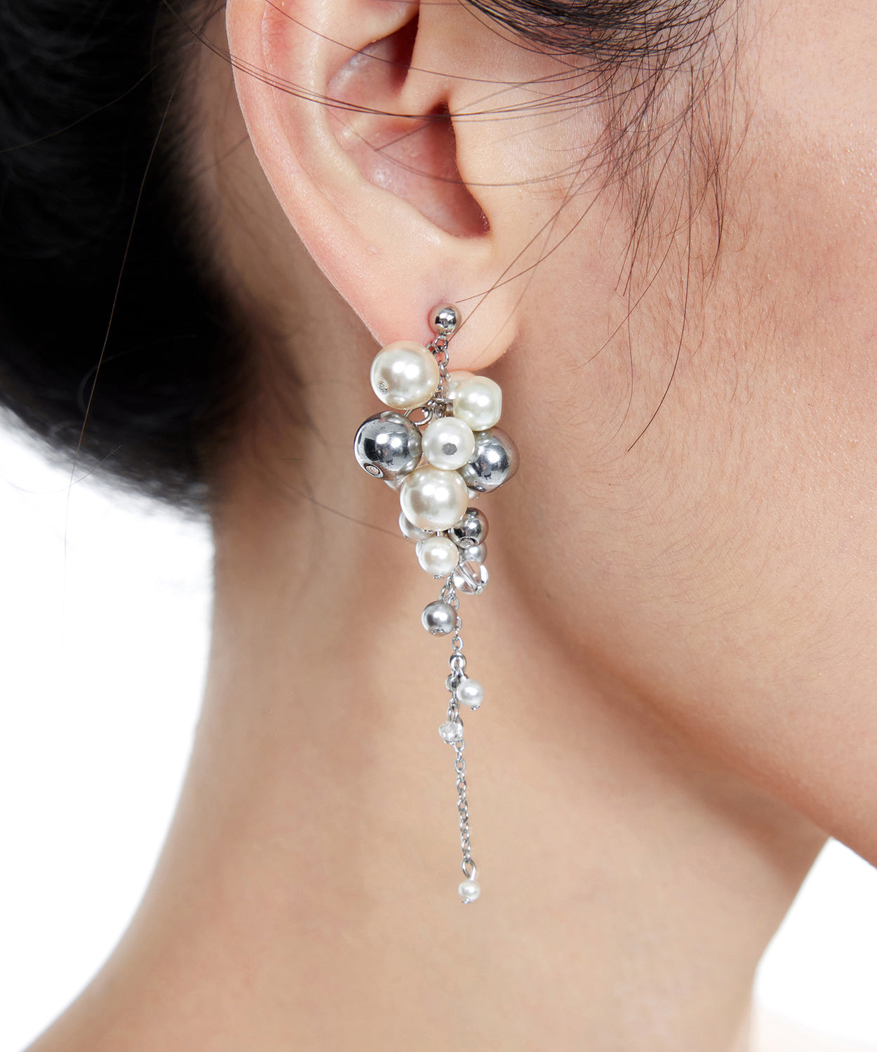 Original Pearl Tassel Silver Drop Earrings